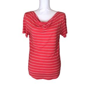 Joe Fresh Striped Short Sleeve Cowl Neck Shirt M